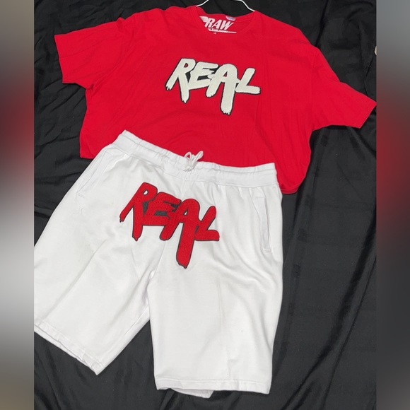 Rawylity 2pc Tshirt Short Set 3XL Red/White no stains separated